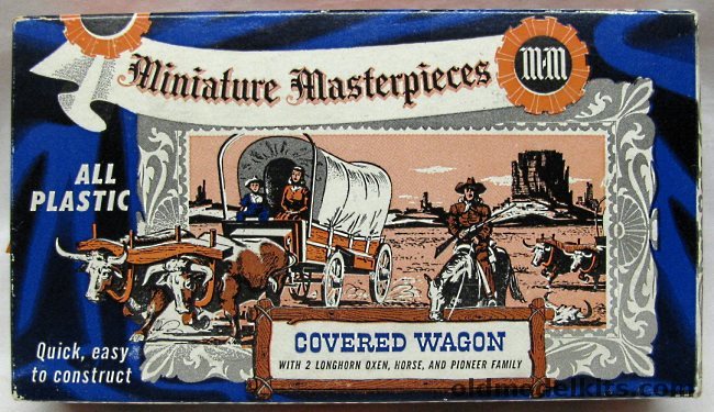 Miniature Masterpieces 1/48 Covered Wagon with Two Longhorn Oxen and Pioneer Family, K505-98 plastic model kit